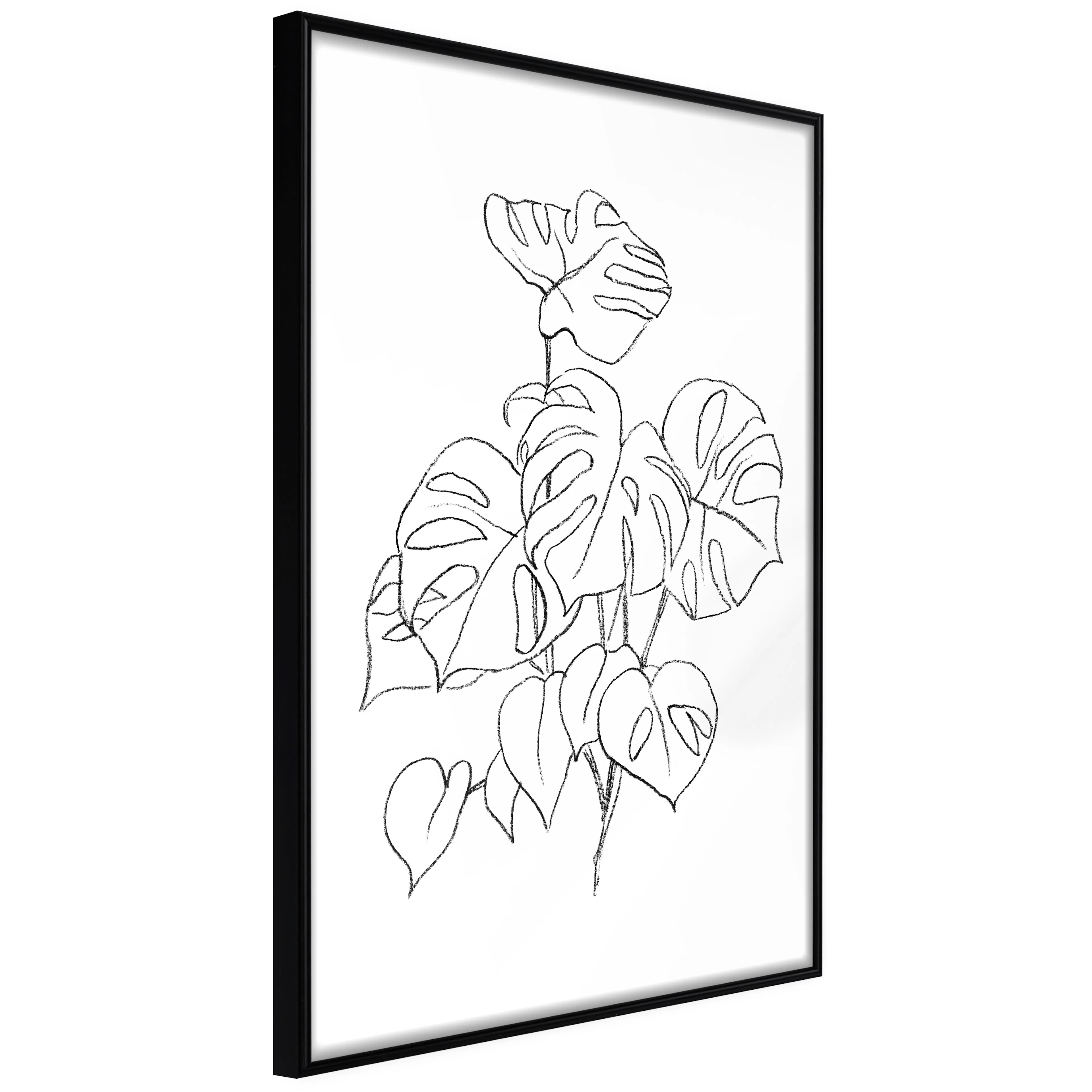 Affisch - Monochrome Monstera [Poster] 40x60 Svart ram, 40x60 cm