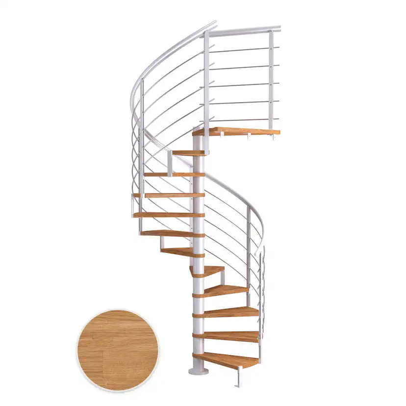 MONTREAL spiral ek oljad vit DESIGN 12T Ø160 Vit, D: 1600 mm, Golv till golv höjd: 2700-3090 mm, 12+1 steg