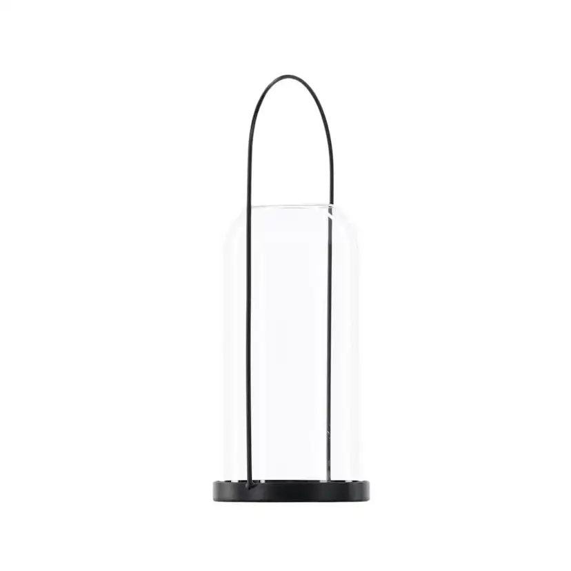 Flora Lantern - Black/Clear Glass - H35*13cm Diamater: 130 mm