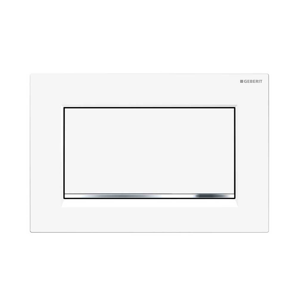 Spolknapp Geberit Sigma 10 Square mattvit/krom, enkelspolning Enkelspolning, Mattvit/Krom