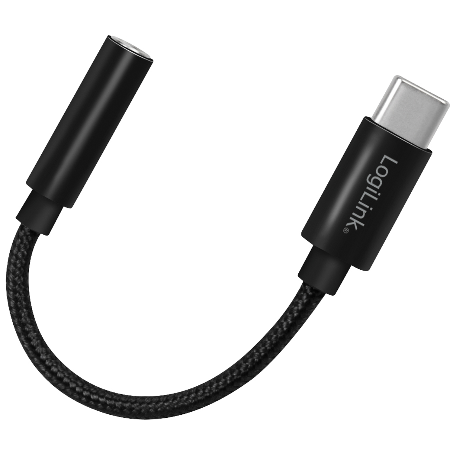 USB-C 3,5mm-ljudadapter LogiLink Med DAC 13cm Nylonkabel