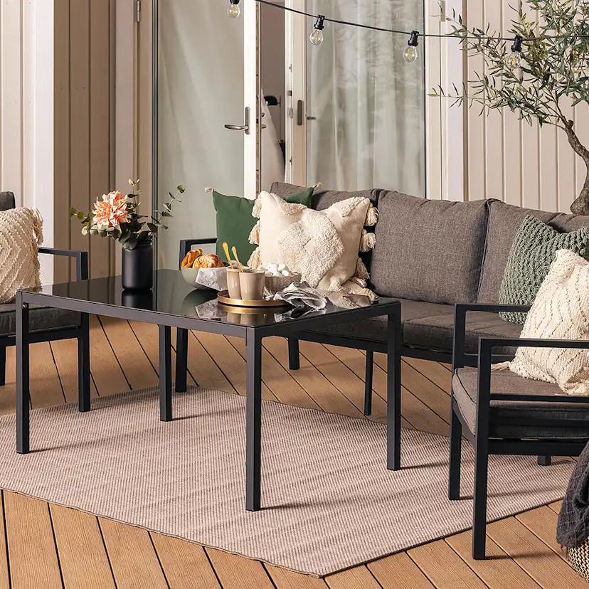 Loungegrupp Comfort Garden Ariany Utemöbler i Svart Aluminium