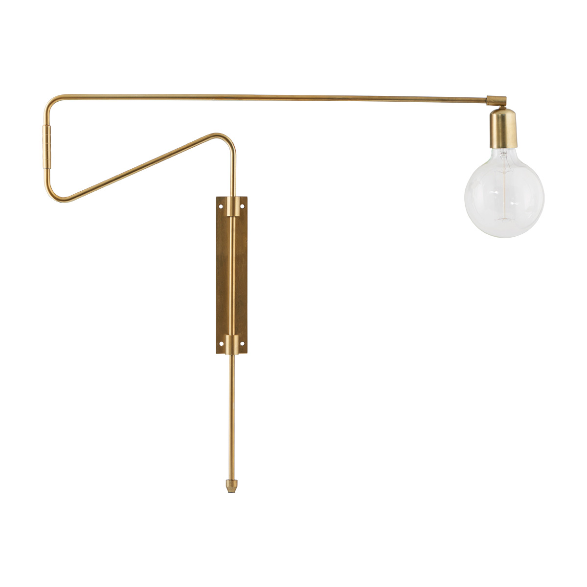 Wall lamp, Swing, Brass, E27, Max 25 W, 2.20 m cable Mässing
