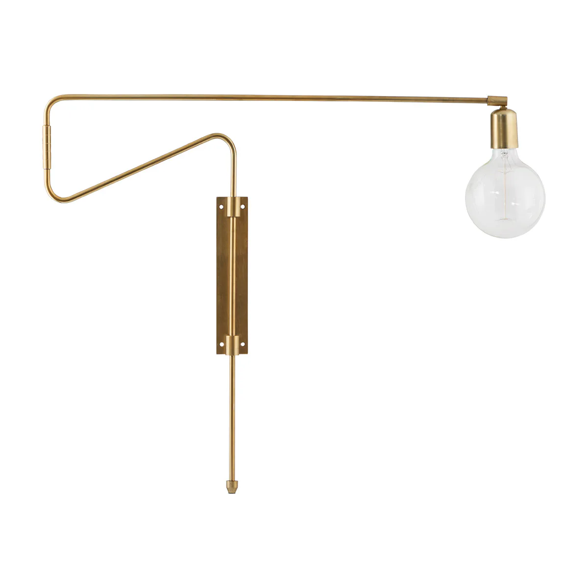 Wall lamp, Swing, Brass, E27, Max 25 W, 2.20 m cable Mässing