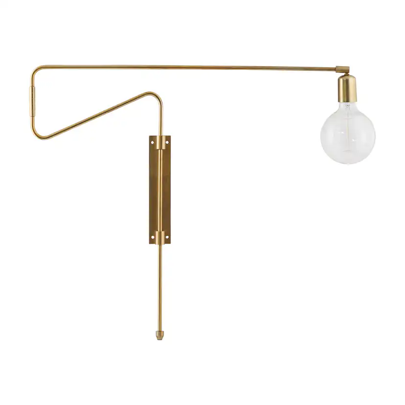 Wall lamp, Swing, Brass, E27, Max 25 W, 2.20 m cable Mässing