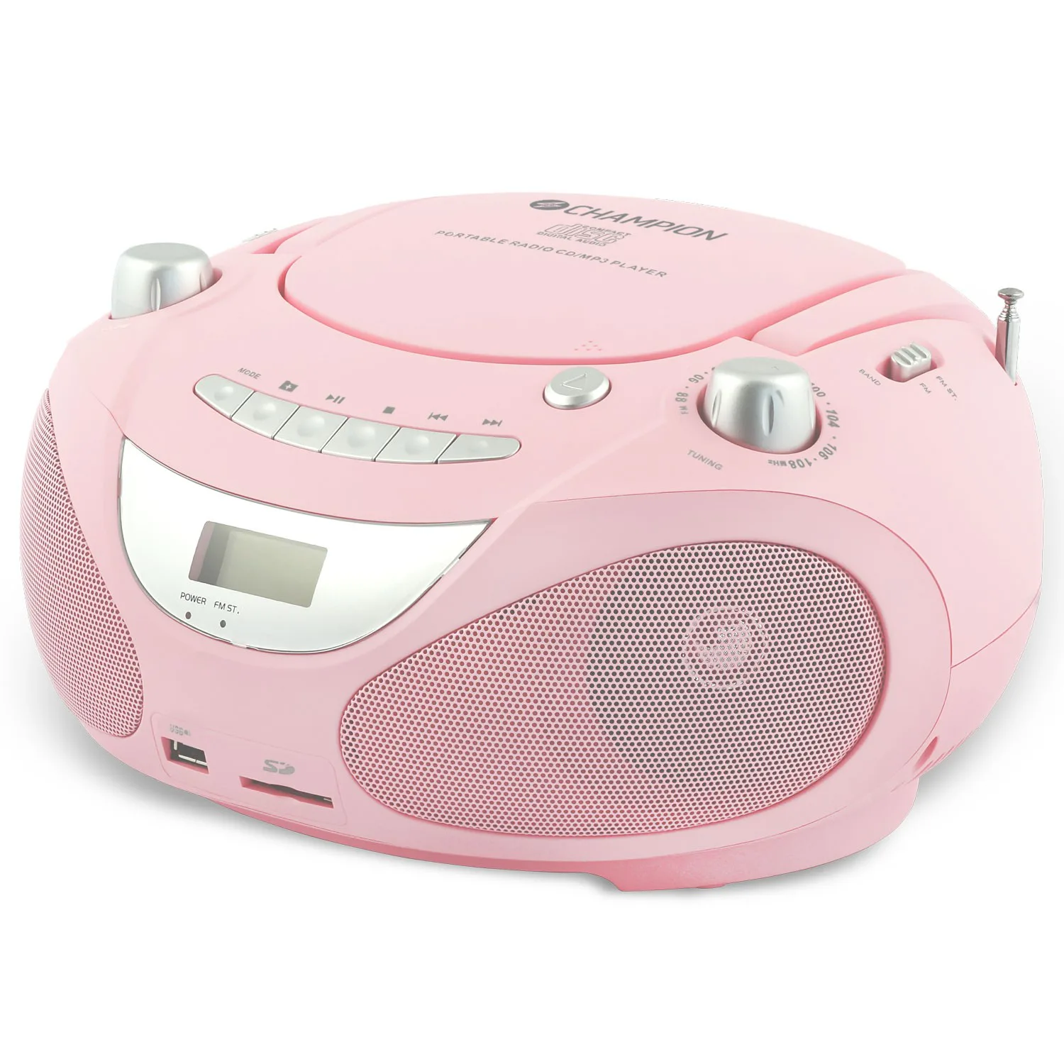 Boombox Champion CD/Radio/MP3/USB Pink