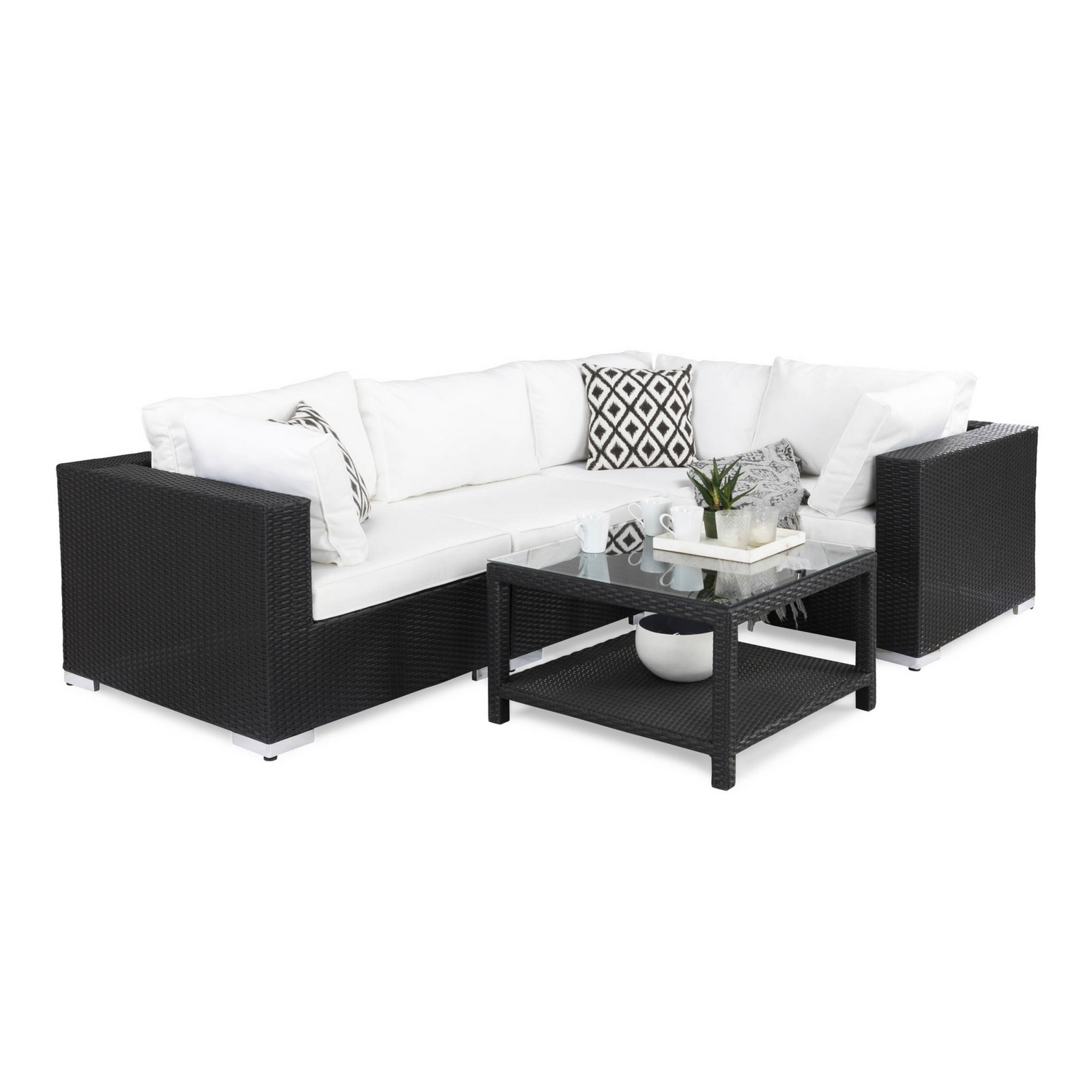 Loungegrupp Comfort Garden Bahamas 4-sits Hörn och Utebord 75x75 Utomhus