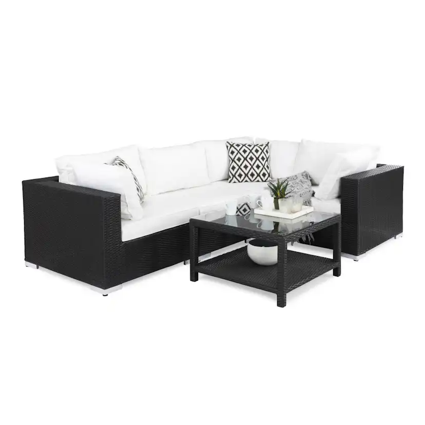 Loungegrupp Comfort Garden Bahamas 4-sits Hörn och Utebord 75x75 Utomhus