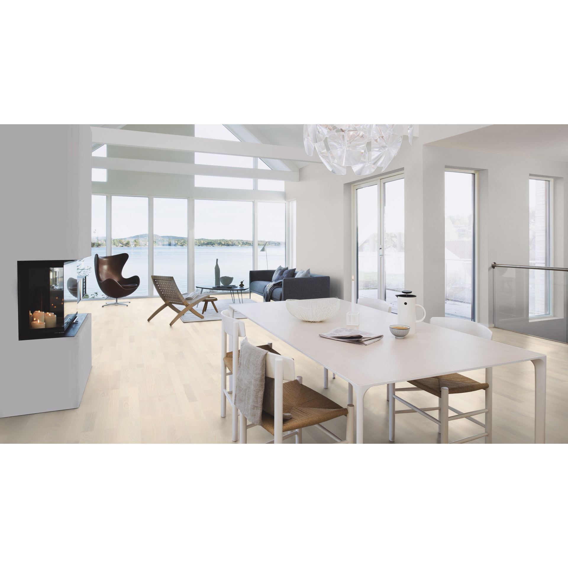 Parkettgolv Boen Ask Andante Vit Live Pure Ultra Matt Lack 3-Stav