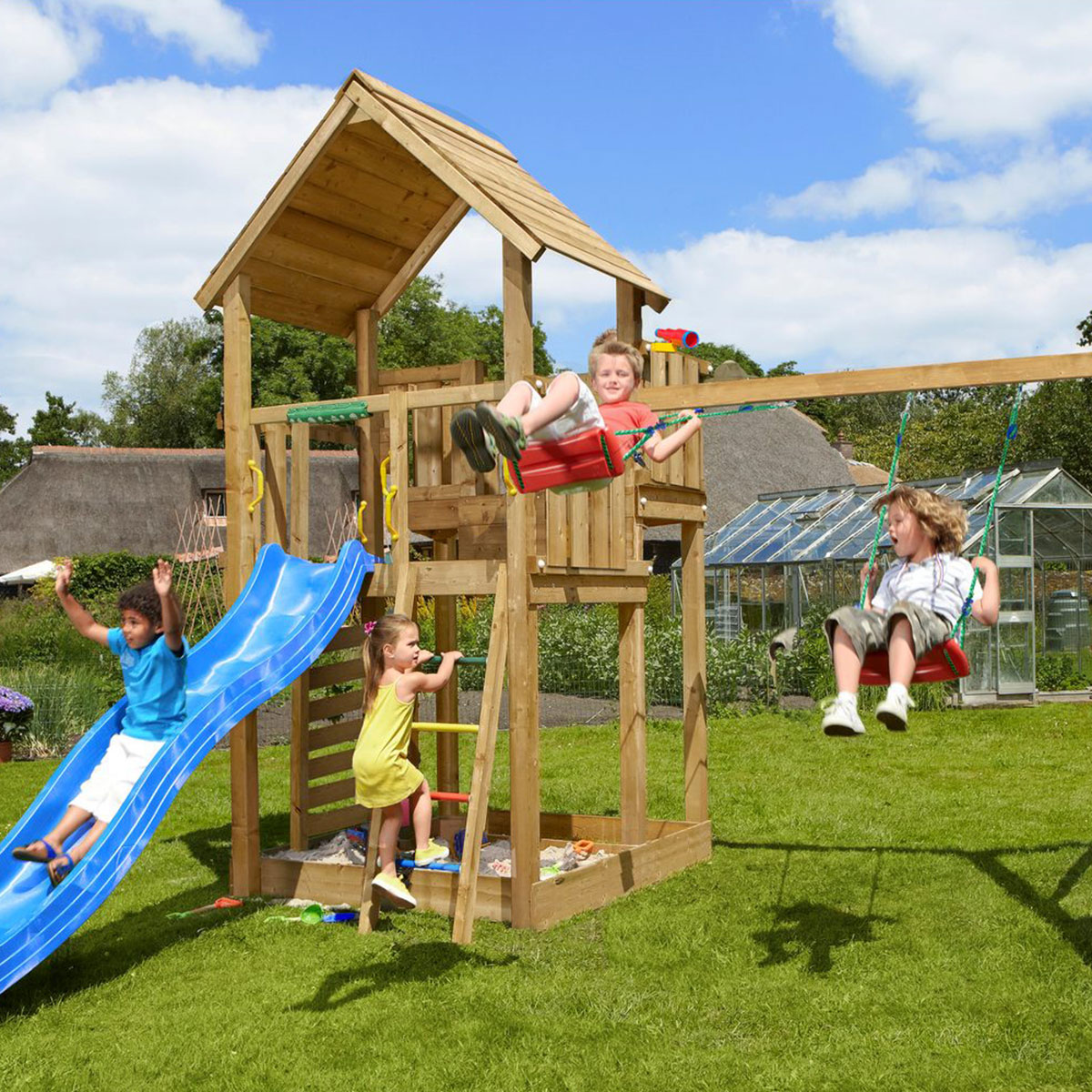 Lektorn Jungle Gym Palace 2.1 Swing Modul 220 Blå Rutschkana