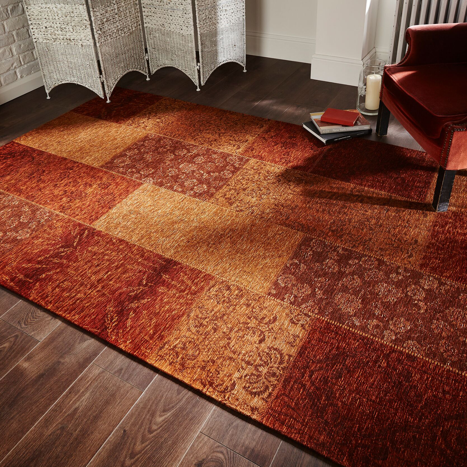 PATCHWORK CHENILLE Orange 200X290 Orange
