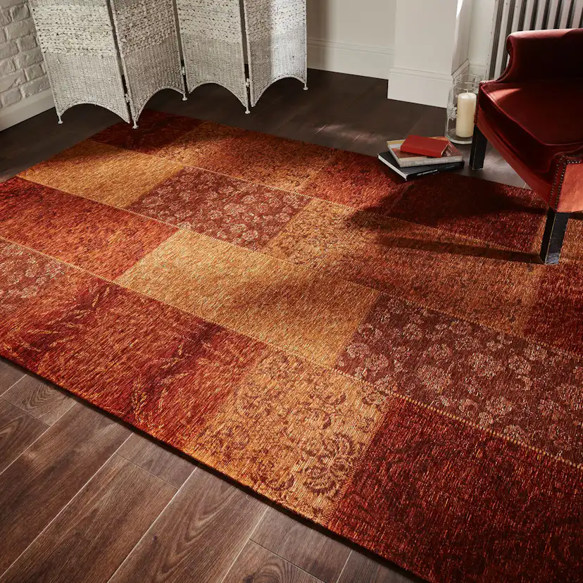 PATCHWORK CHENILLE Orange 200X290 Orange