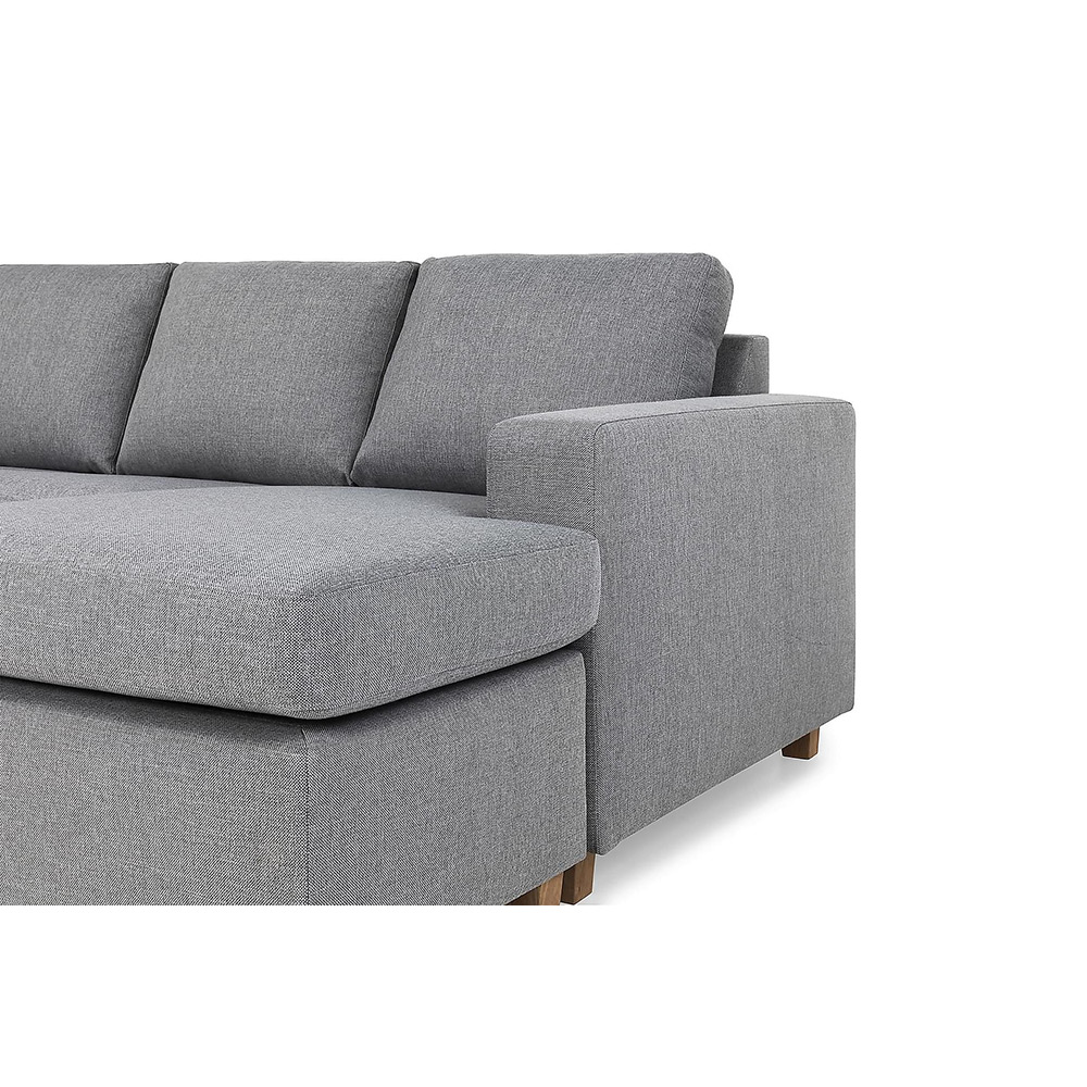 Crazy Hörnsoffa med Divan 4+3 Vändbar Ljusgrå/Ekben, Höger