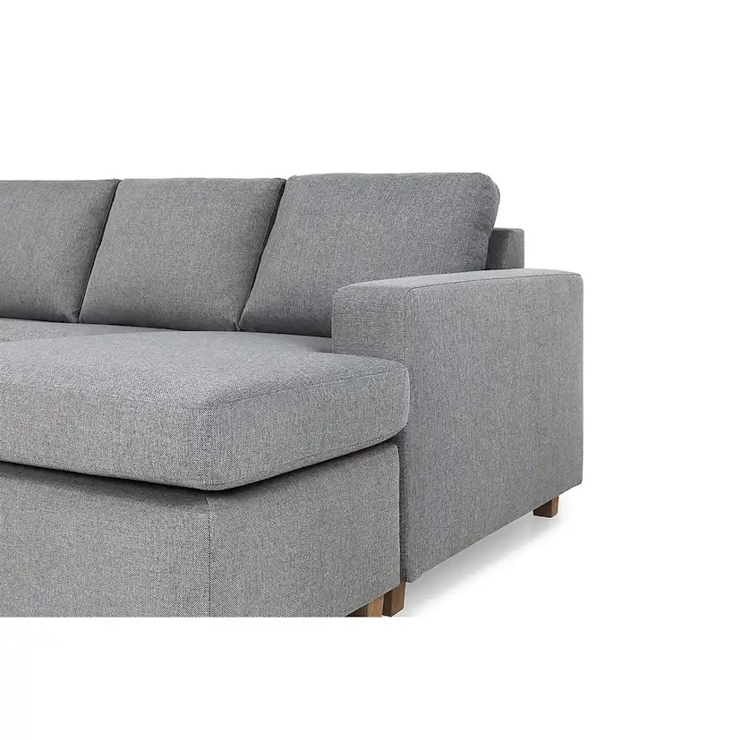 Crazy Hörnsoffa med Divan 4+3 Vändbar Ljusgrå/Ekben, Höger