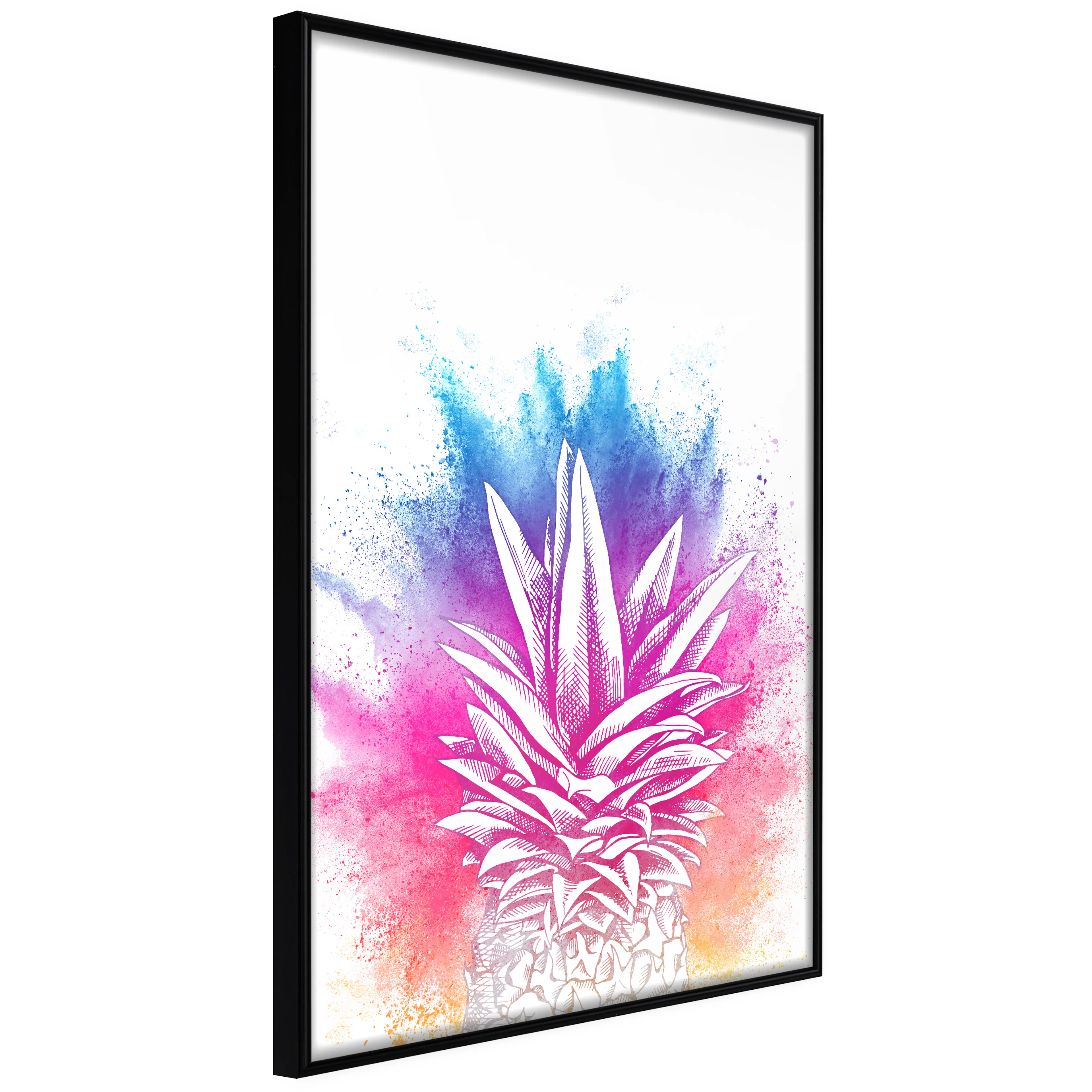 Affisch - Colourful Pineapple [Poster] 40x60 Svart ram, 40x60 cm