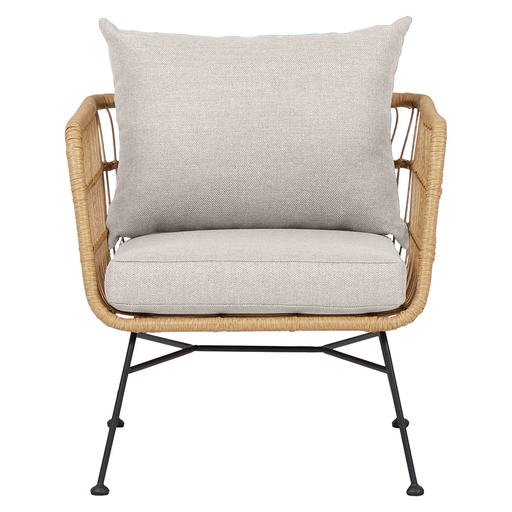 Trädgårdsfåtölj ENVY DESIGN Nina, Metall/Rotting/Polyester, Trästol med Dynor för Utebruk