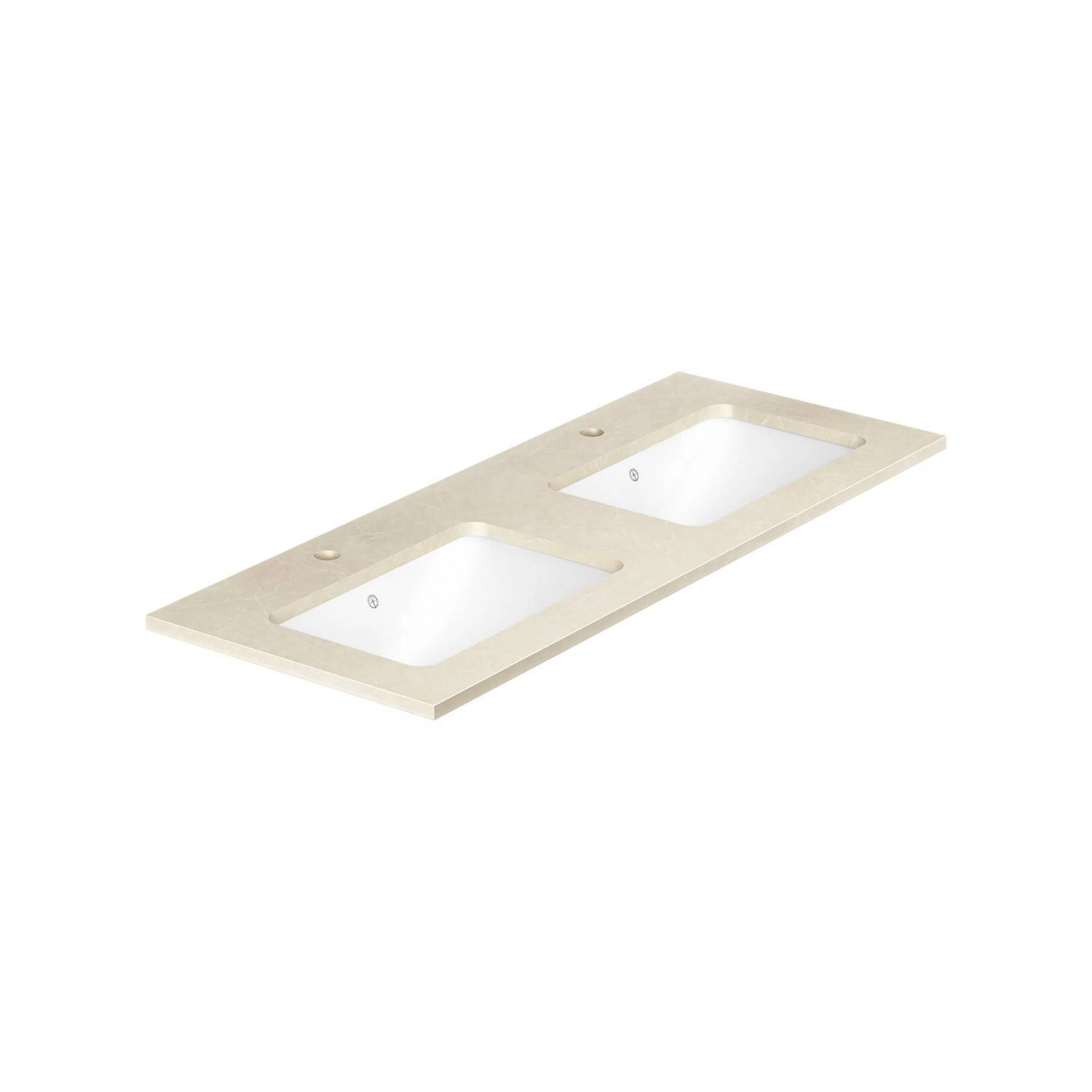 Stenbänkskiva Ducentic - 120 cm. Beige Royal, 2 hoar, för 2s Beige, 2 st Singelhålsblandare