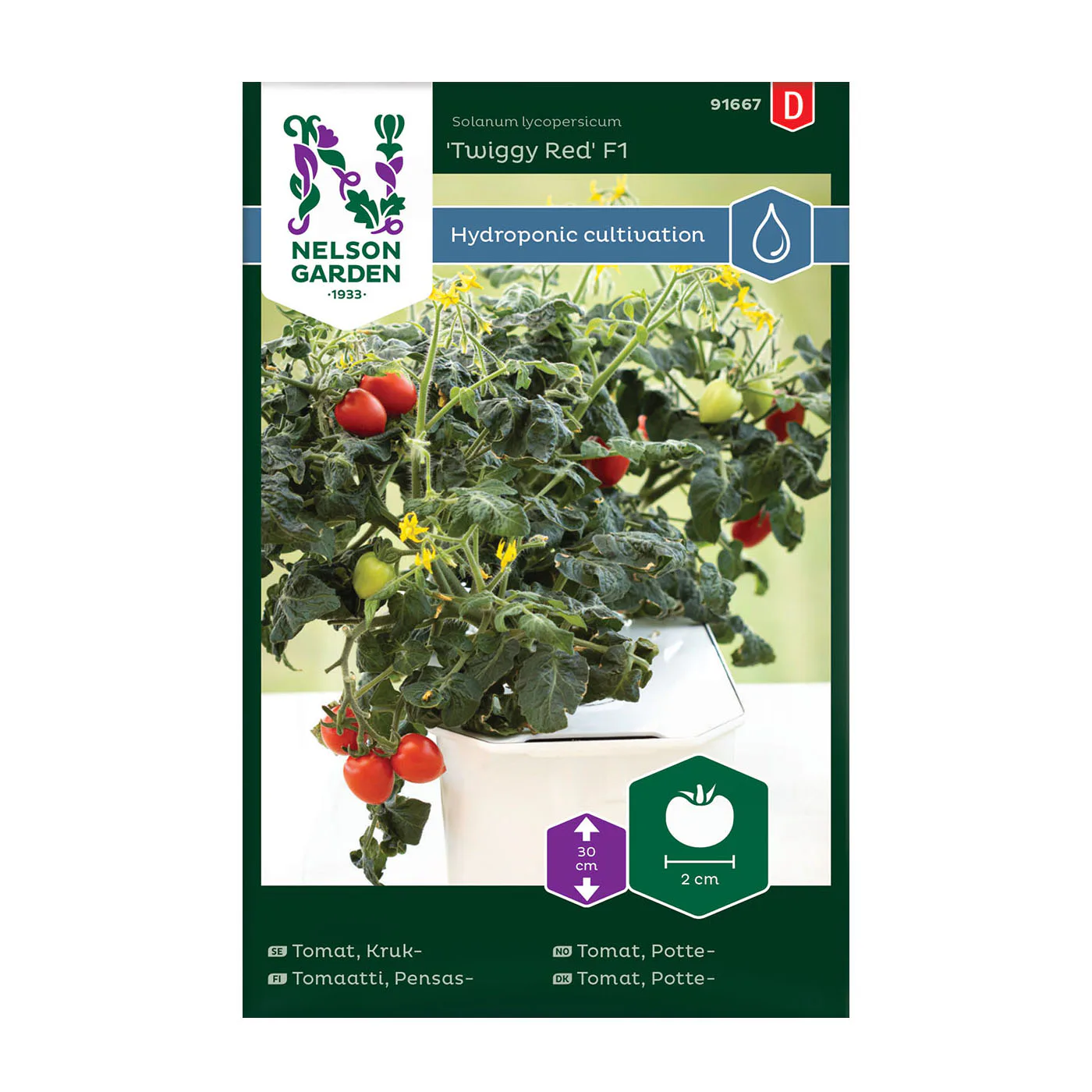 Frö Tomat Nelson Garden Kruk Twiggy Röd F1