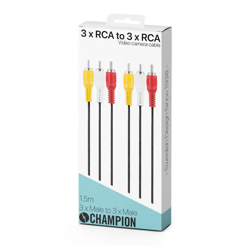 Ljudkabel Champion 3 RCA - 3 RCA Hane-Hane 1.5m