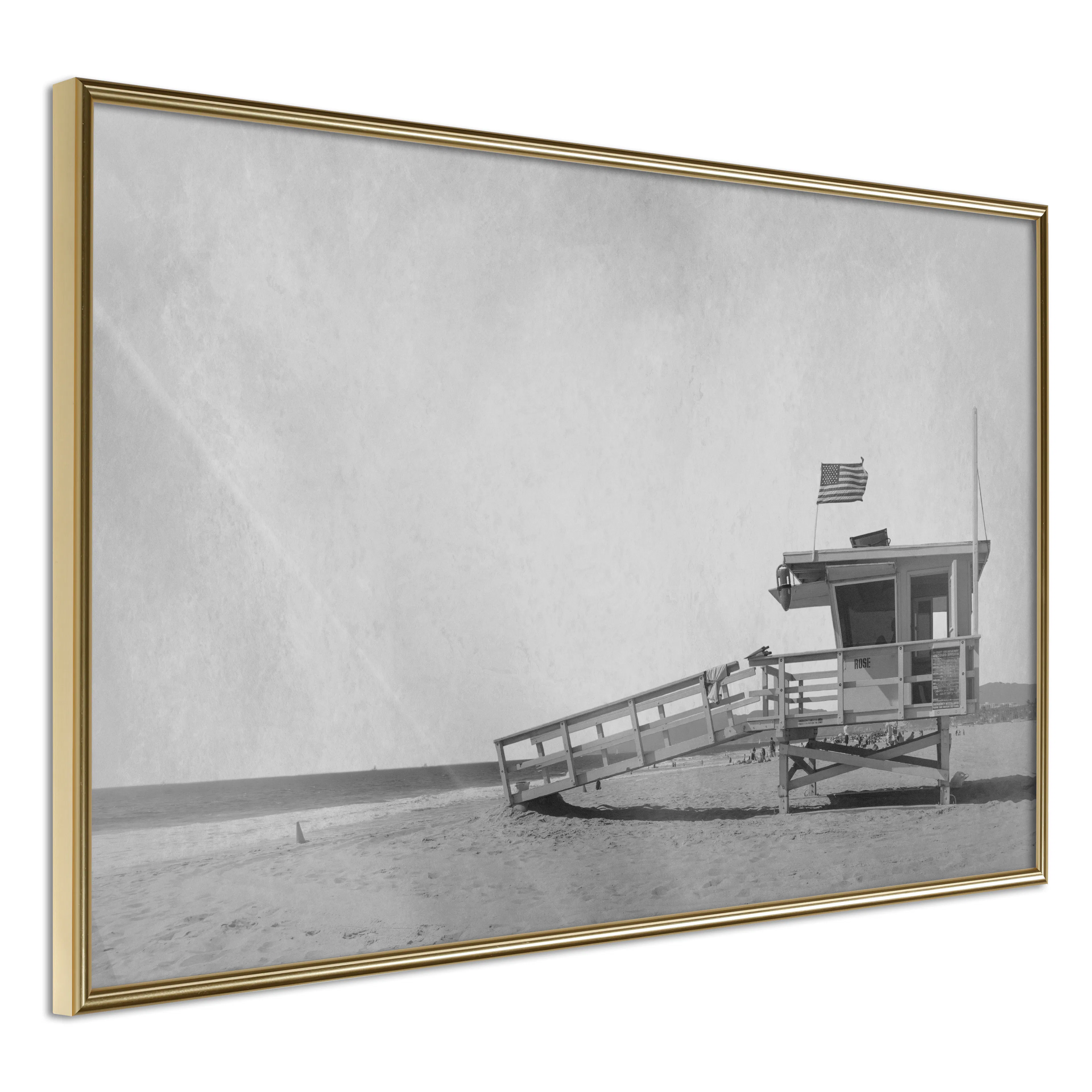 Affisch - Lifeguard Tower [Poster] 60x40 Guld ram, 60x40 cm