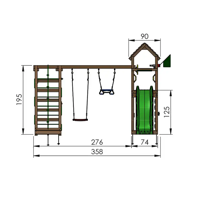 Klätterställning Jungle Gym Cocoon 2 Gungor Rutschkana