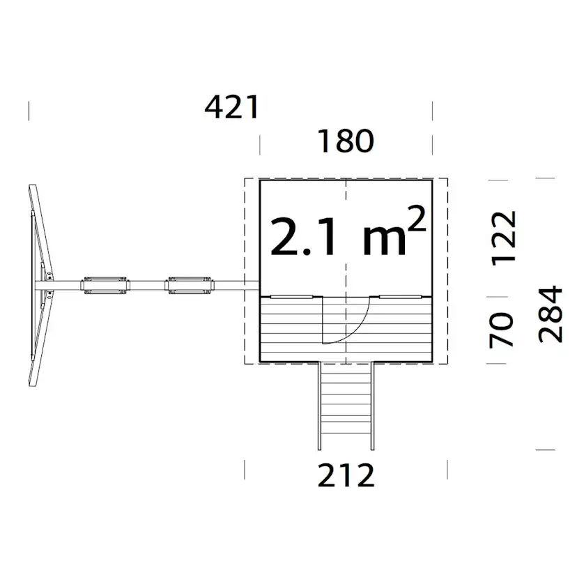 Lekstuga Palmako Toby 2,2 m² Upphöjd Stuga med Gungställning & Altan