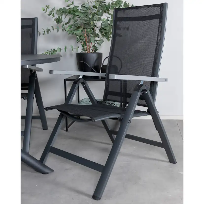 Alma Dining Table - Black Alu - ø120cm+Albany Light 5-pos - Svart