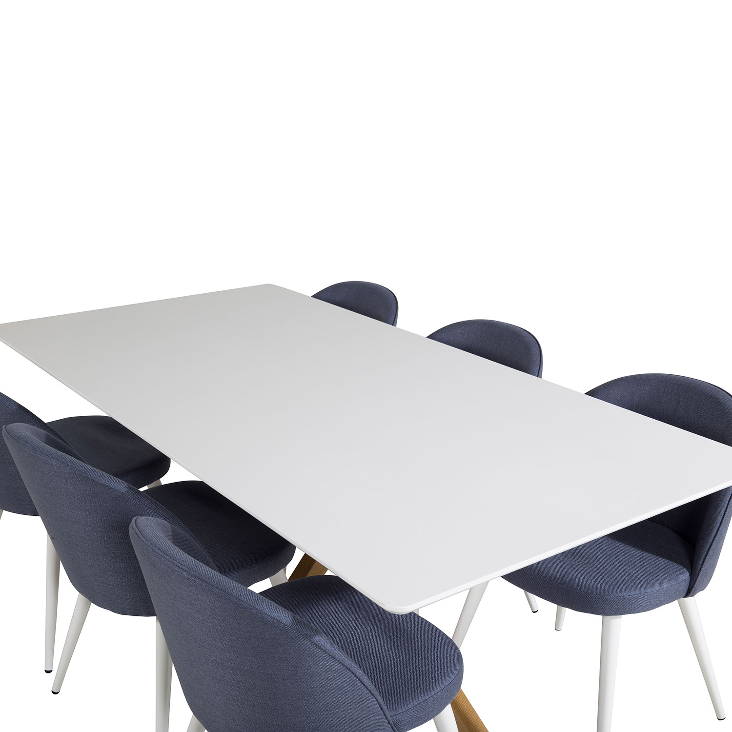 Piazza Dining Table - 180*90*75 - White / Oak+Velvet Dining Blå/Vit