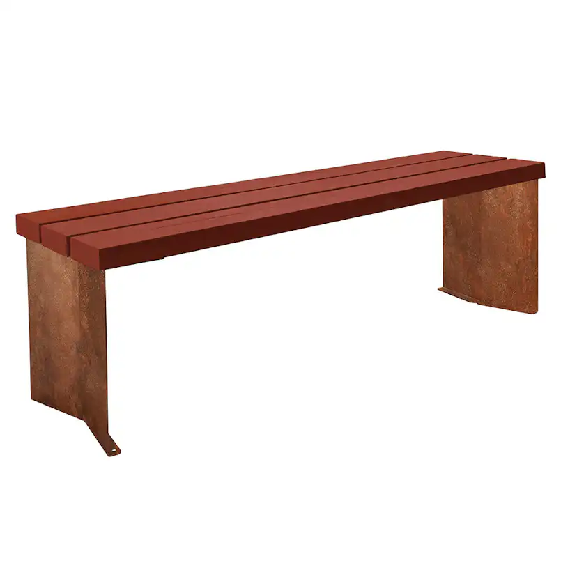Parkbänk 2-pack bänkstativ corten Corten