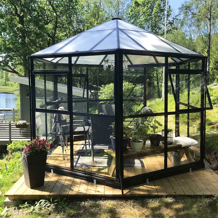 Växthus Metalcraft 7,8 kvm Svart Hexagon
