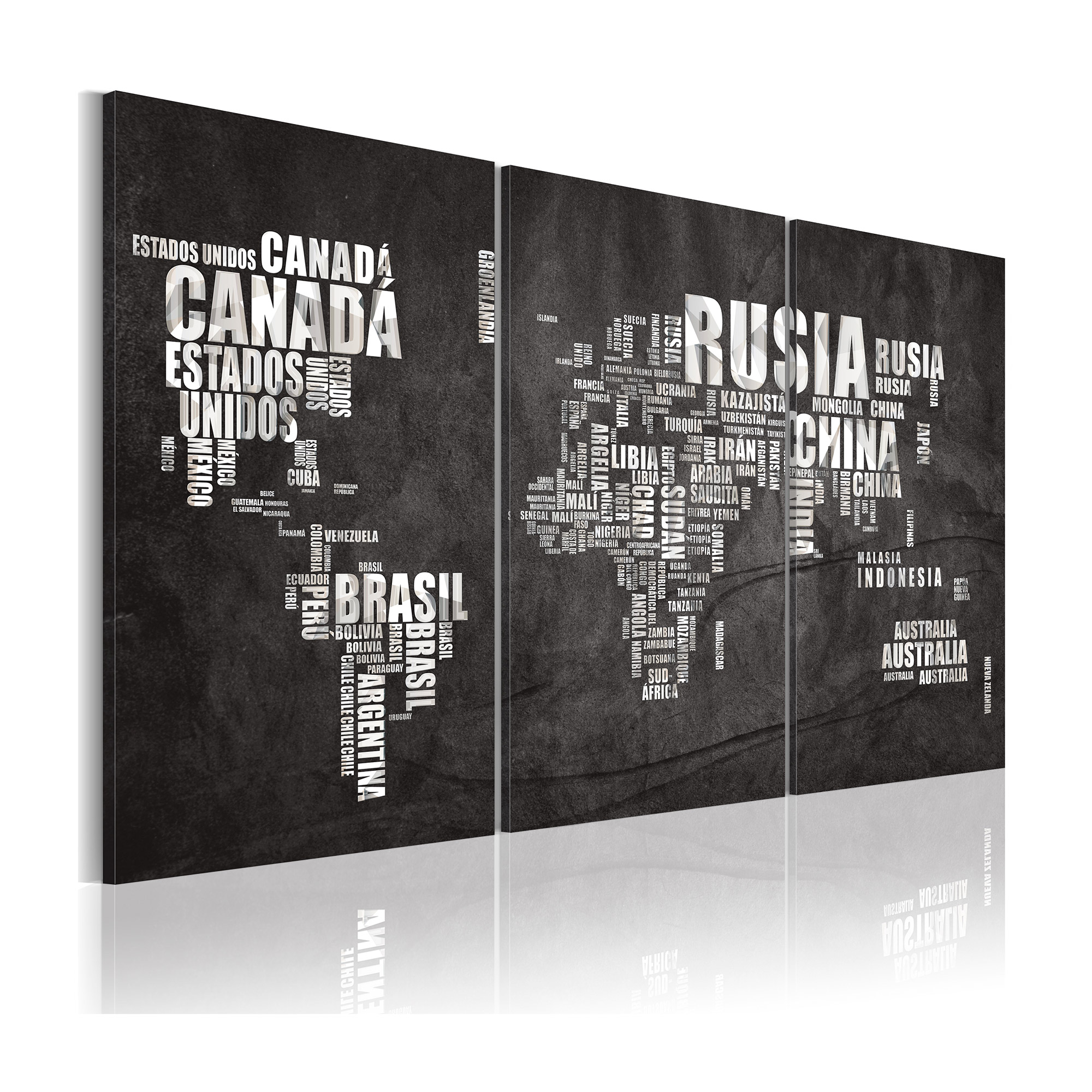 Tavla Arkiio Karta Över Världen Spanska Språket Triptych