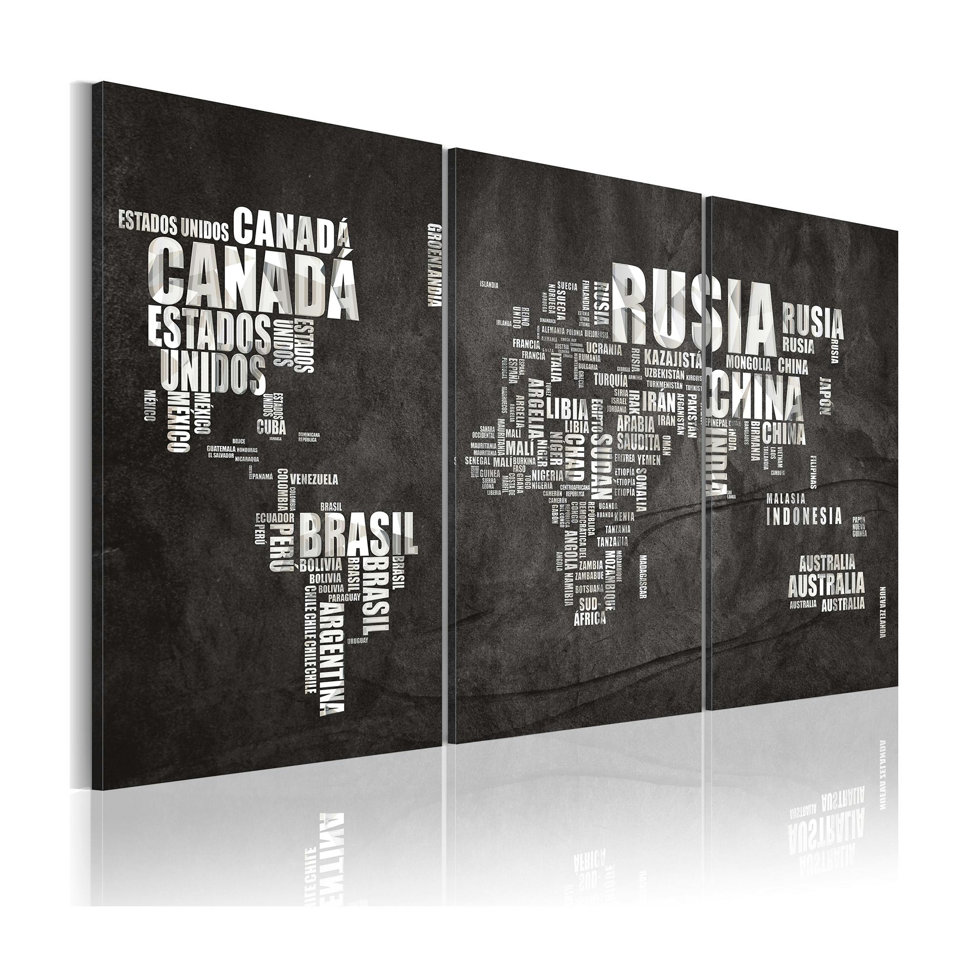 Tavla Arkiio Karta Över Världen Spanska Språket Triptych