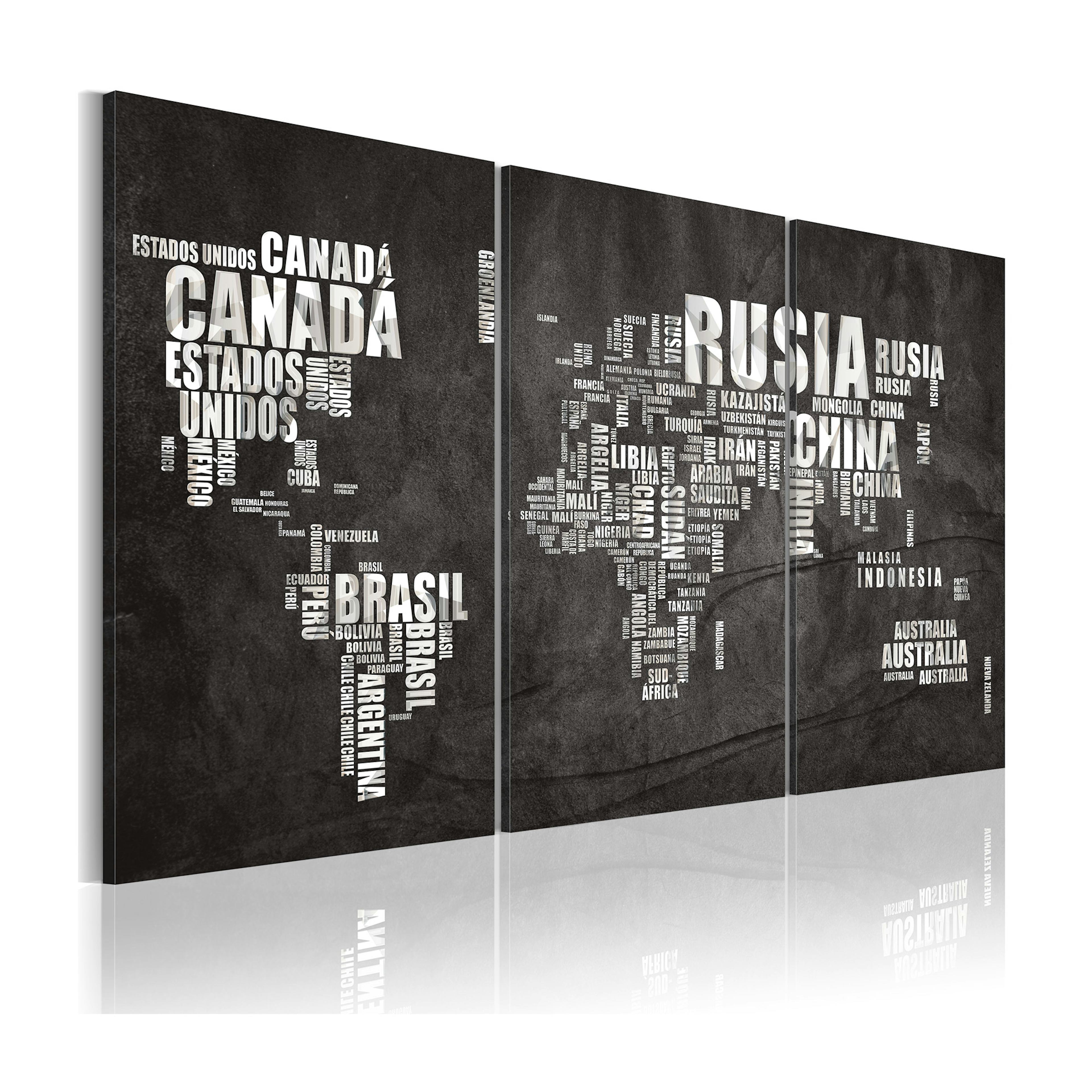 Tavla Arkiio Karta Över Världen Spanska Språket Triptych