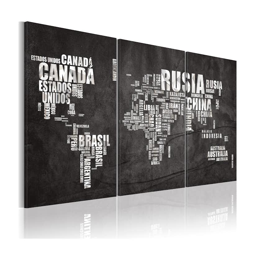 Tavla Arkiio Karta Över Världen Spanska Språket Triptych
