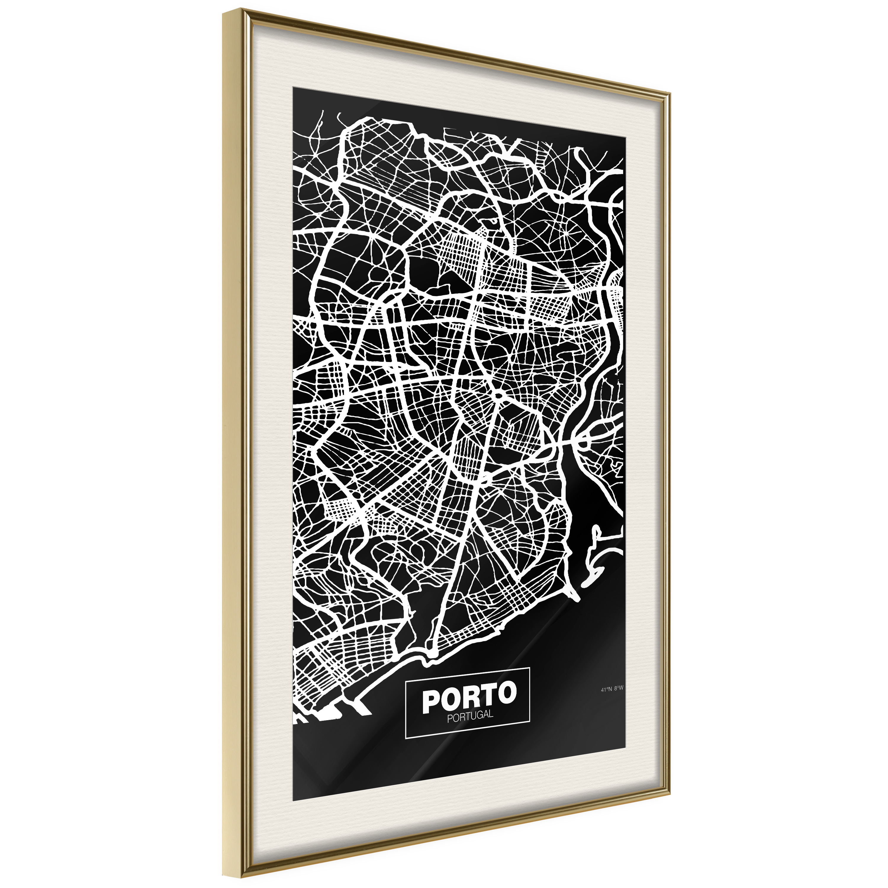 Poster Artgeist Affisch Negative Map Porto