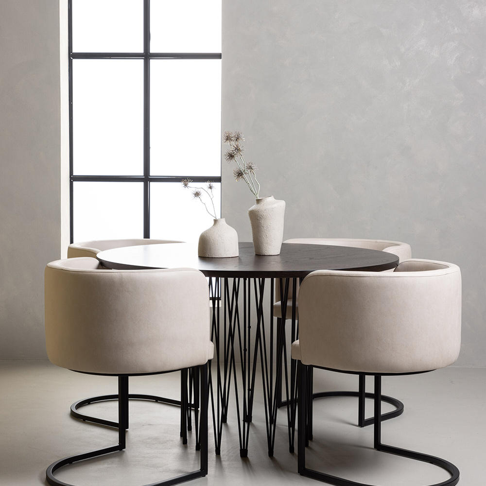 Matgrupp furniture/fashion Stone Ø120 cm med 4 Simrishamn Stolar