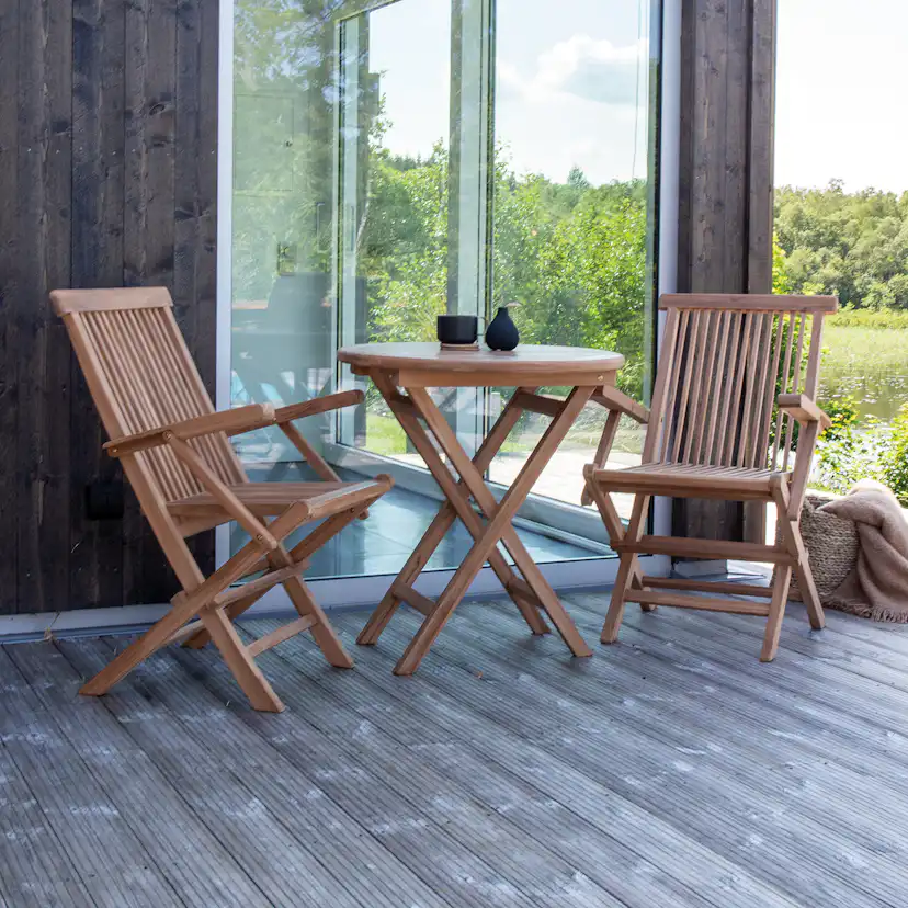 Cafégrupp Venture Home Kenya Ø70 cm med 2 Fällbara Stolar med Armstöd