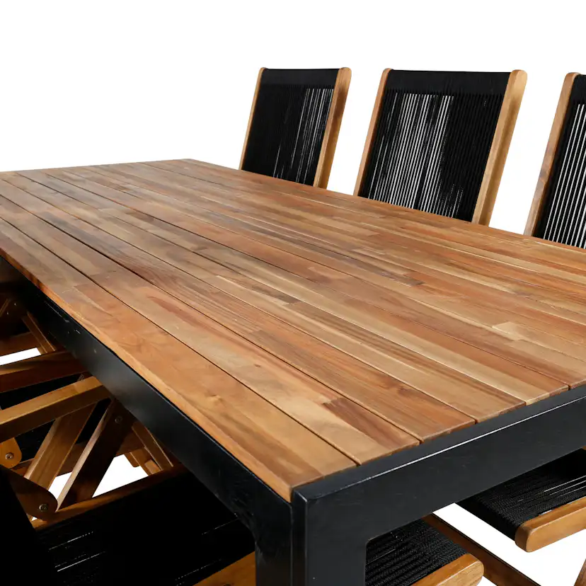 Bois Dining table 200*100cm - Black Legs / Acacia Akacia/Svart