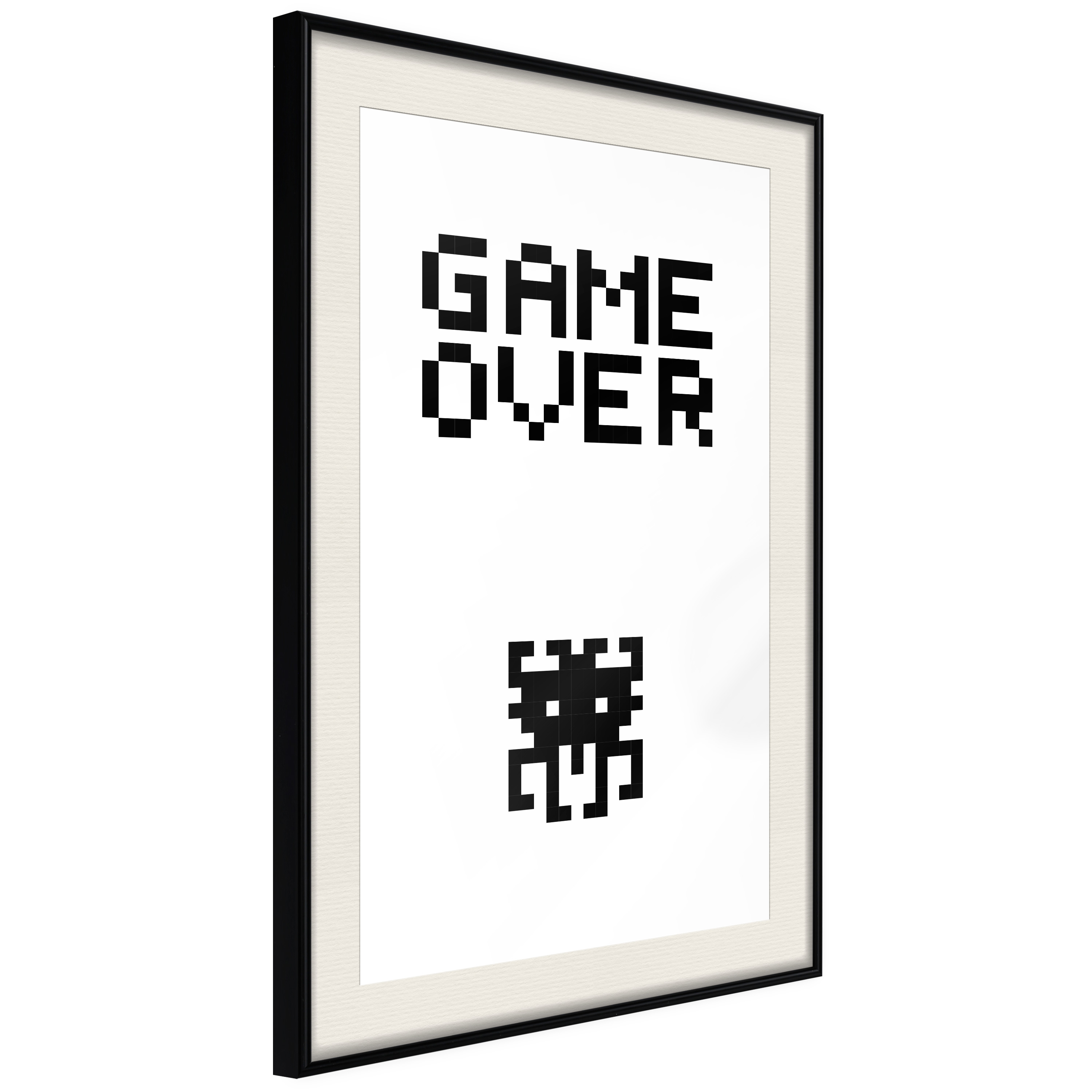 Affisch - Game Over [Poster] 20x30 Svart ram med passepartout, 20x30 cm