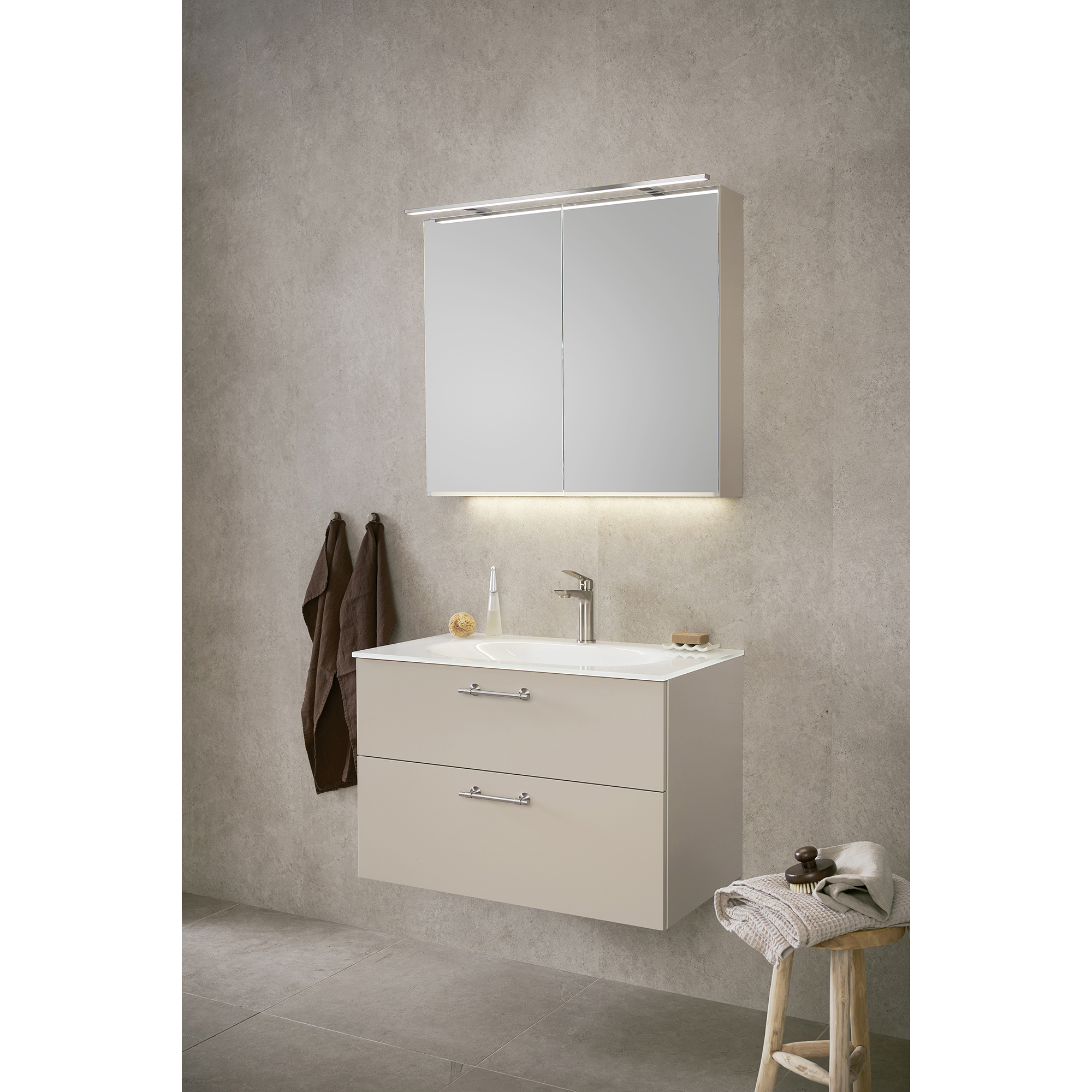 Tvättställsskåp Macro Design Crown Plain Med Glastvättställ