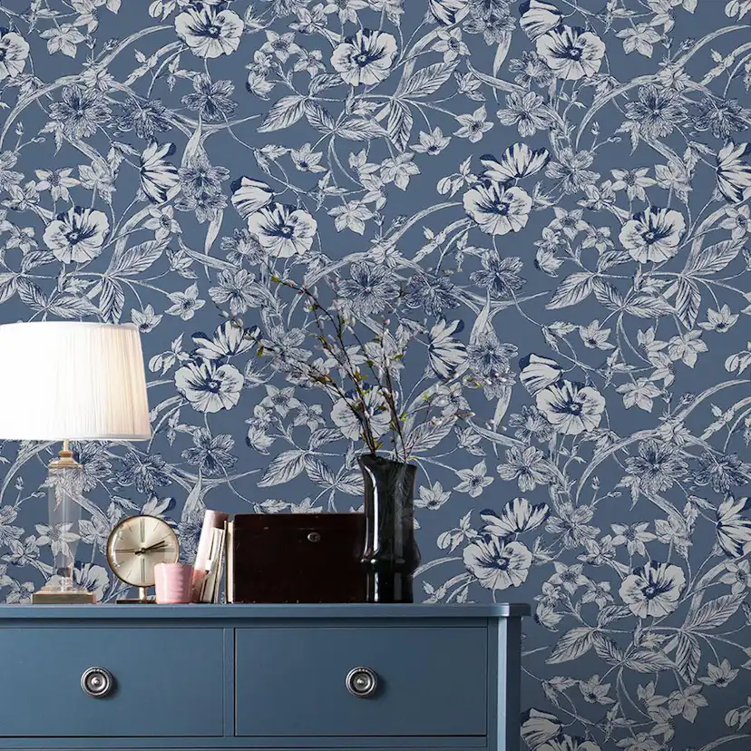 Tapet Laura Ashley Summerhill Midnight Blå 118486