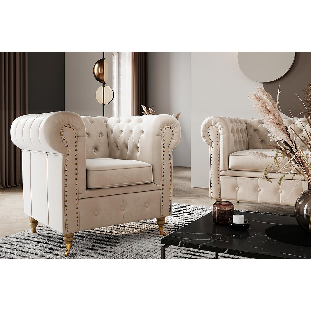 Fotpall Manor House Chesterfield Deluxe Sammet