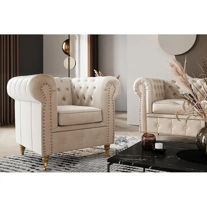Fotpall Manor House Chesterfield Deluxe Sammet