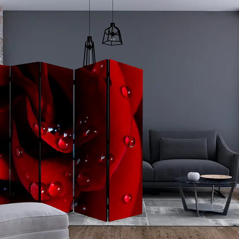 Rumsavdelare Skärmvägg Arkiio Red Rose With Water Drops II 225x172 cm