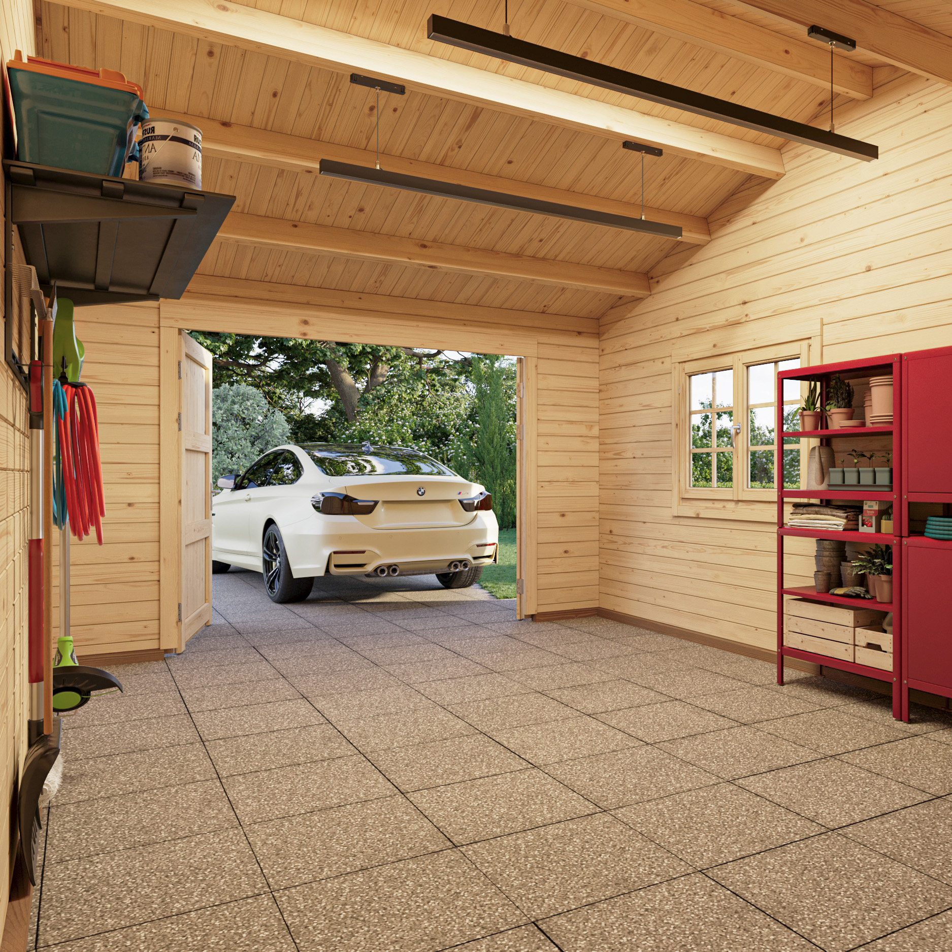 Garage Palmako Roger med Carport 53,1 m2 och Slagport