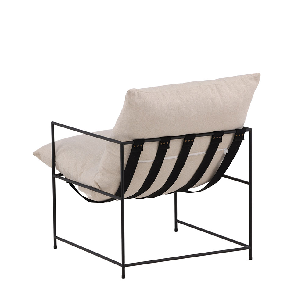 Fåtölj Venture Home Sedalia Beige Linne med Svart Minimalistisk Stålstomme