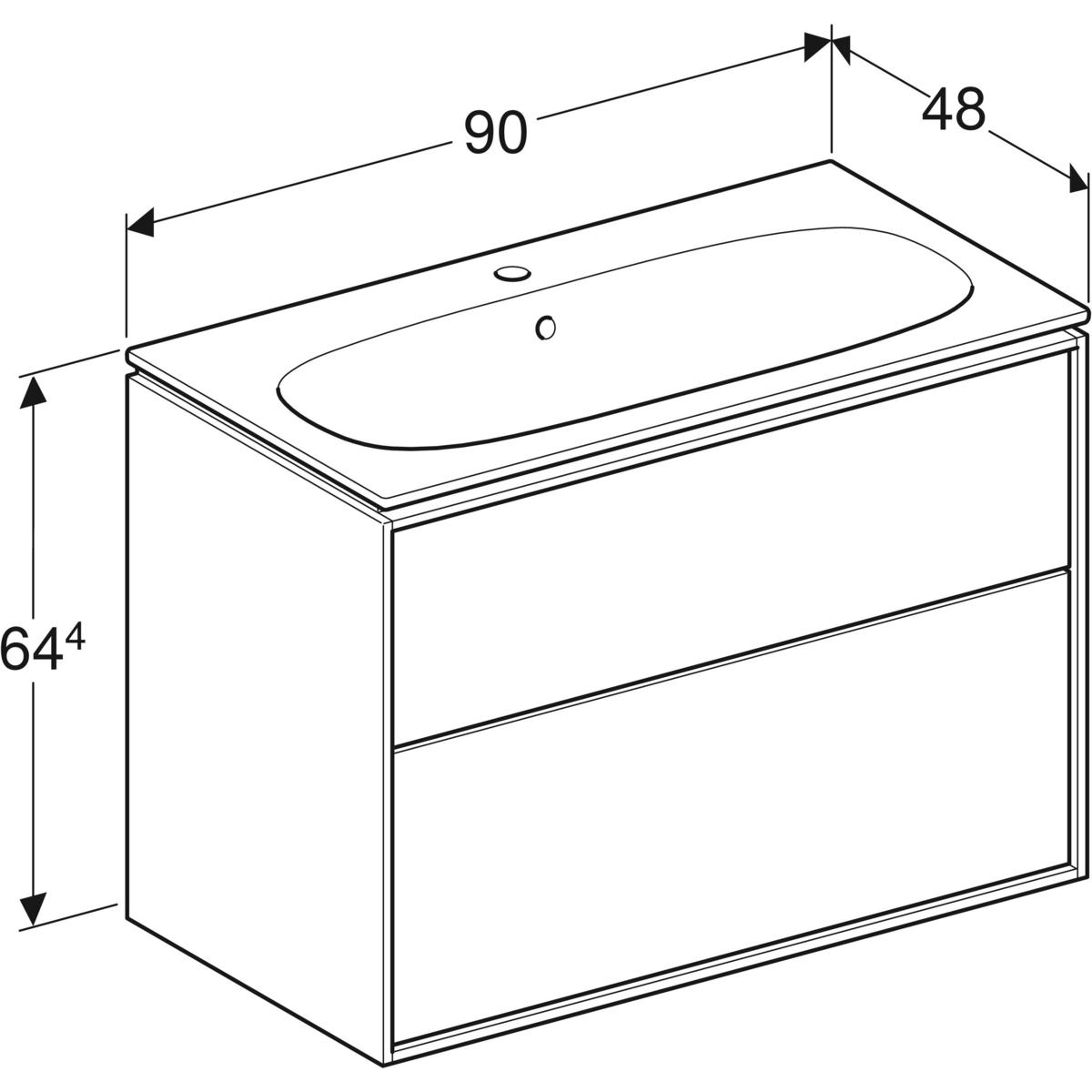 Tvättställsskåp Ifö Sense Art Smal Design 90 med 2 Lådor