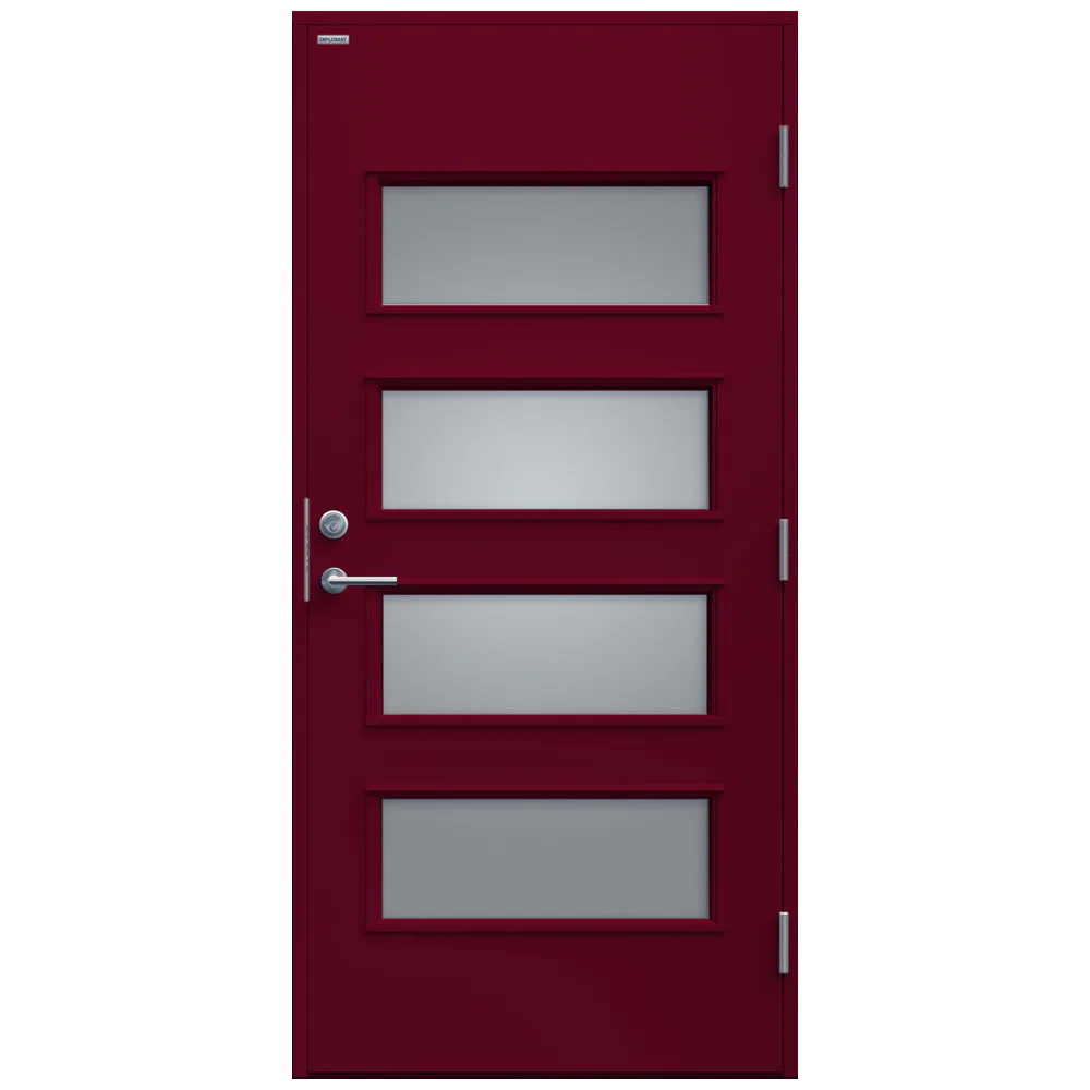 Ytterdörr Ebba Klarglas 10x21 NCS S-5040-R, Röd Vänster BxH: 100x210 cm, Djupröd, Vänsterhängd