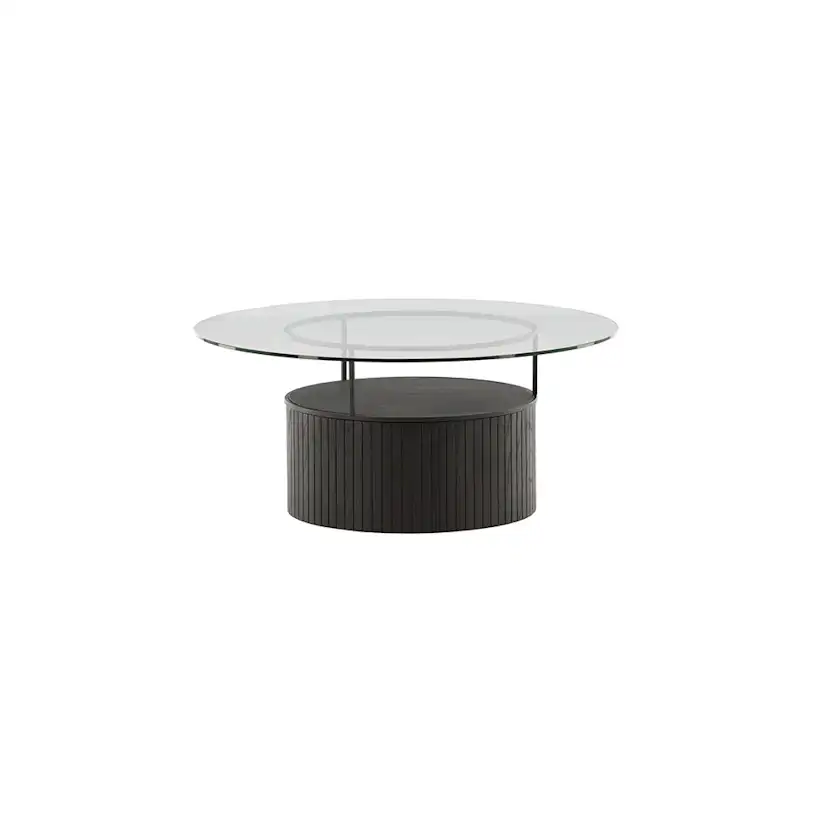 Soffbord Venture Home Bovall Runt Vardagsrumsbord i Svart Ask & Glas