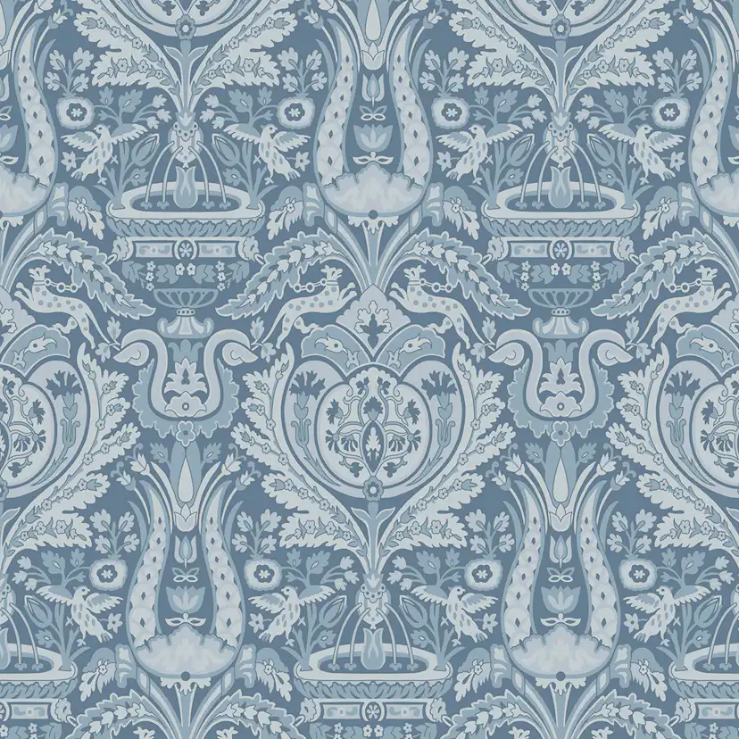 Tapet Laura Ashley Heraldic Damask Dusky Seaspray